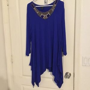 Royal Blue Beaded Top size 3X